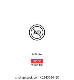 Ad blocker vector icon symbol, illustration, isolated on white background. EPS10 - Vector