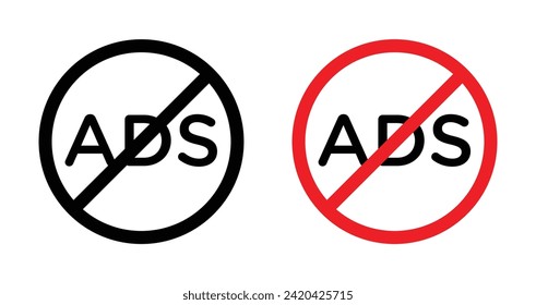 Ad Blocker Vector Illustration Set. Ban and Stop Add Sign in Suitable for Apps and Websites UI Design Style.