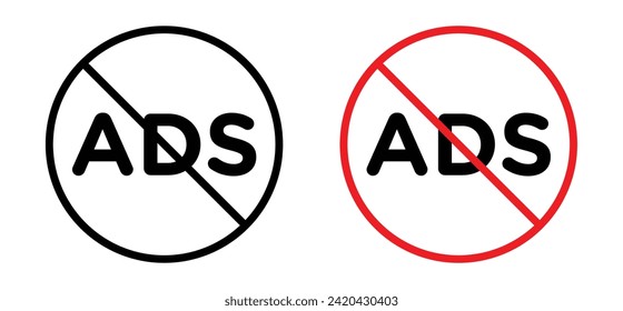 Ad Blocker Vector Line Icon Illustration.