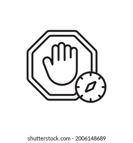 Ad Blocker vector outline icon style illustration. Marketing and advertising symbol EPS 10 file