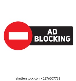 ad blocking advertising sticker, label, stamp on white