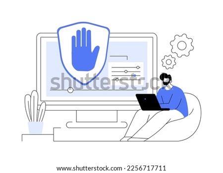 Ad blocking software abstract concept vector illustration. Removing online advertising, ad filtering tools, internet browser extension, plug-ins and applications, targeting URL abstract metaphor.