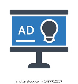 ad board glyph colour vector icon