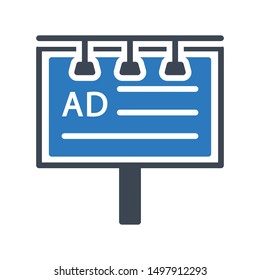 ad board glyph colour vector icon