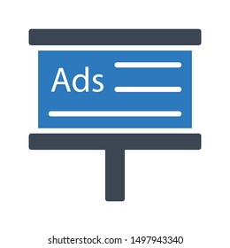 ad board glyph colour vector icon