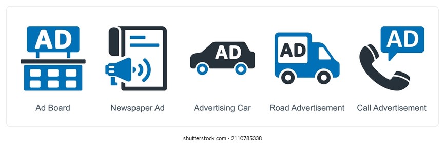 Ad Board And Newspaper Ad Icon Concept