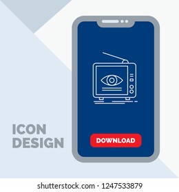 Ad, broadcast, marketing, television, tv Line Icon in Mobile for Download Page