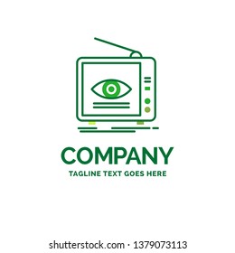Ad, broadcast, marketing, television, tv. Flat Business Logo template. Creative Green Brand Name Design.