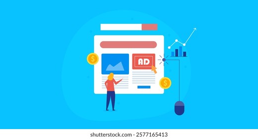 AD budget optimization, Increasing advertising budget for more sales, Sales campaign optimization - vector illustration with character and icons