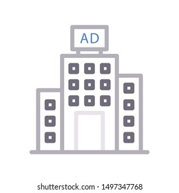 ad building colour line vetor icon