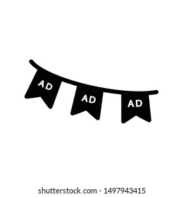 ad buntings glyph flat vector icon