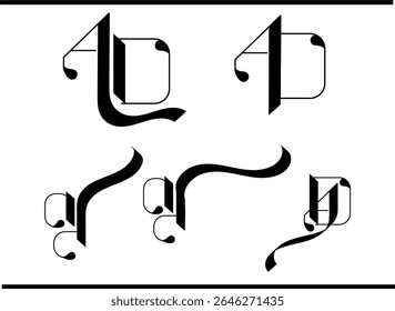 Logotipo de caligrafía AD: diseño de emblema de monograma entrelazado elegante A y D
