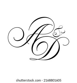 AD Calligraphy Monogram initial letters logo Design