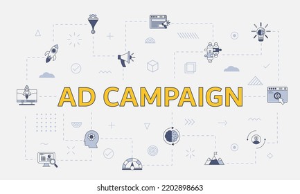 ad campaign concept with icon set with big word or text on center