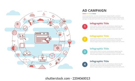 ad campaign concept for infographic template banner with four point list information