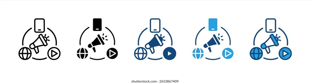 Conjunto de iconos de campaña publicitaria colección de varios estilos