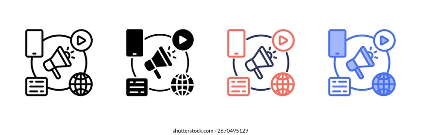 Conjunto de iconos de campaña publicitaria colección de varios estilos