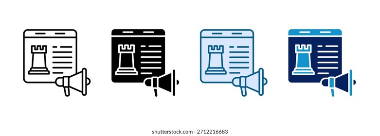 Conjunto de iconos de estrategia de campaña publicitaria Colección de estilos múltiples