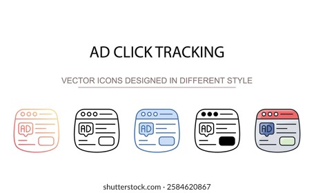Ad Click Tracking icon design with white background stock illustration