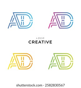 AD Creative Latter Logo Design. Monogram Design. By Custom Branding Logo. Creative Logo Design. Vector illustration. Modern Design. Logo Template.