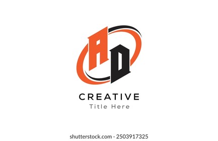 Logotipo de la letra creativa del anuncio con el área del círculo. Letra inicial AD enlazado círculo en mayúscula monograma logo. Diseño de Vector de logotipo de letra inicial de AD.

