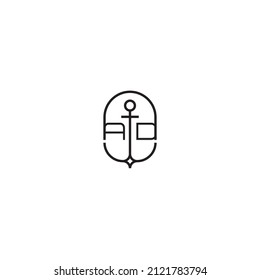 AD creative letter logo design in anchor concept with high quality professional design that will print well across any print media