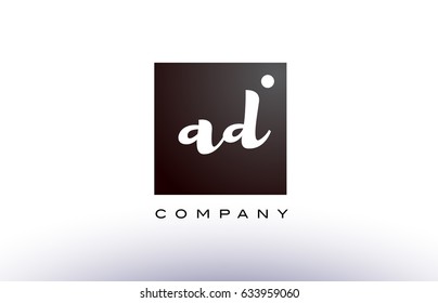 AD A D black white handwritten handwriting alphabet company letter logo square design template dot dots creative abstract