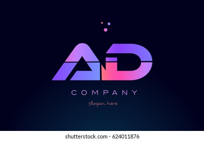 ad a d creative color blue background pink purple blue magenta alphabet letter company logo vector icon design