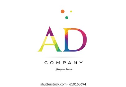 ad a d  creative rainbow colors colored alphabet company letter logo design vector icon template