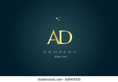 ad a d  gold golden luxury product metal metallic alphabet company letter logo design vector icon template green background