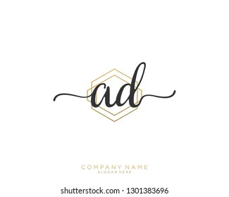 AD A D Initial handwriting logo template