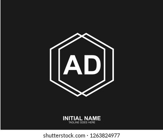 AD A D Initial logo letter with minimalist concept vector 