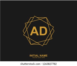AD A D Initial logo letter with minimalist concept vector