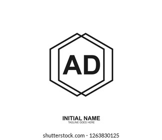 AD A D Initial logo letter with minimalist concept vector