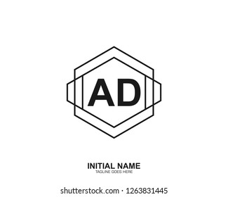 AD A D Initial logo letter with minimalist concept vector