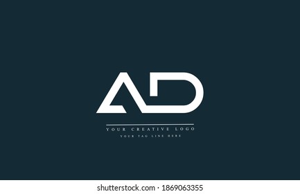 AD, DA, A, D abstract vector logo monogram template