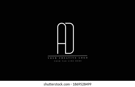 AD, DA, A, D abstract vector logo monogram template