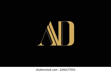 Monograma con el logotipo de las letras abstractas AD, DA