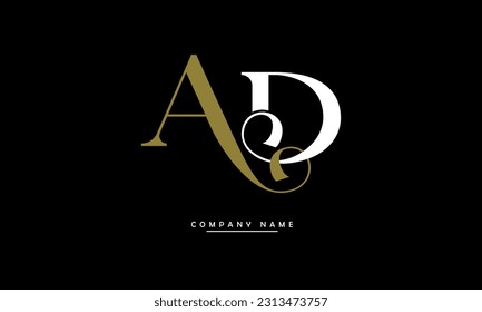 Monograma con el logotipo de las letras abstractas AD, DA