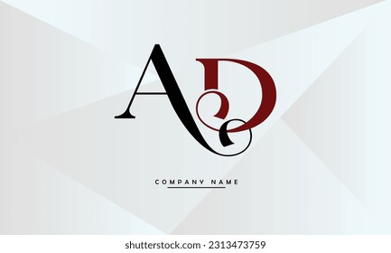 Monograma con el logotipo de las letras abstractas AD, DA
