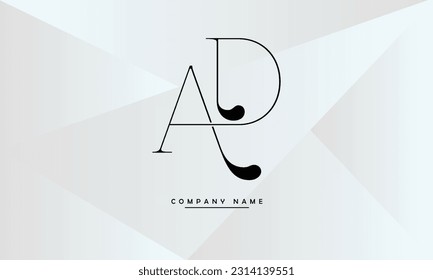 Monograma con el logotipo de las letras abstractas AD, DA