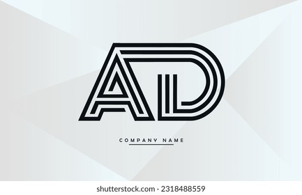 Monograma con el logotipo de las letras abstractas AD, DA