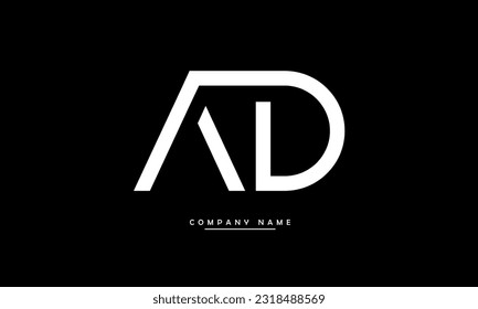 Monograma con el logotipo de las letras abstractas AD, DA