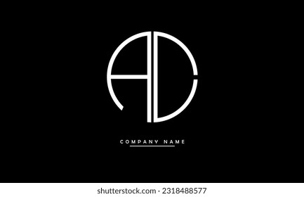 Monograma con el logotipo de las letras abstractas AD, DA