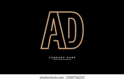 Monograma con el logotipo de las letras abstractas AD, DA