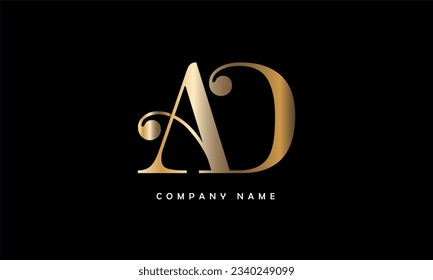 Monograma con el logotipo de las letras abstractas AD, DA