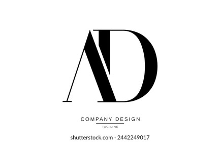AD, DA Abstract Letters Logo Monogram Design Font