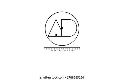 AD DA abstract vector logo monogram template