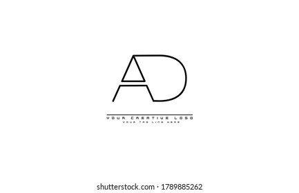 AD DA abstract vector logo monogram template