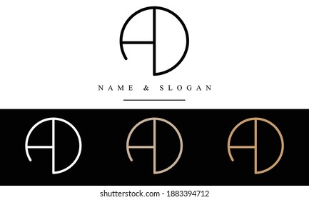 AD DA abstract vector logo monogram template